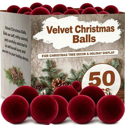 20pcs Wine Red Velvet Christmas Balls Xmas Tree