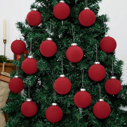 20pcs Wine Red Velvet Christmas Balls Xmas Tree